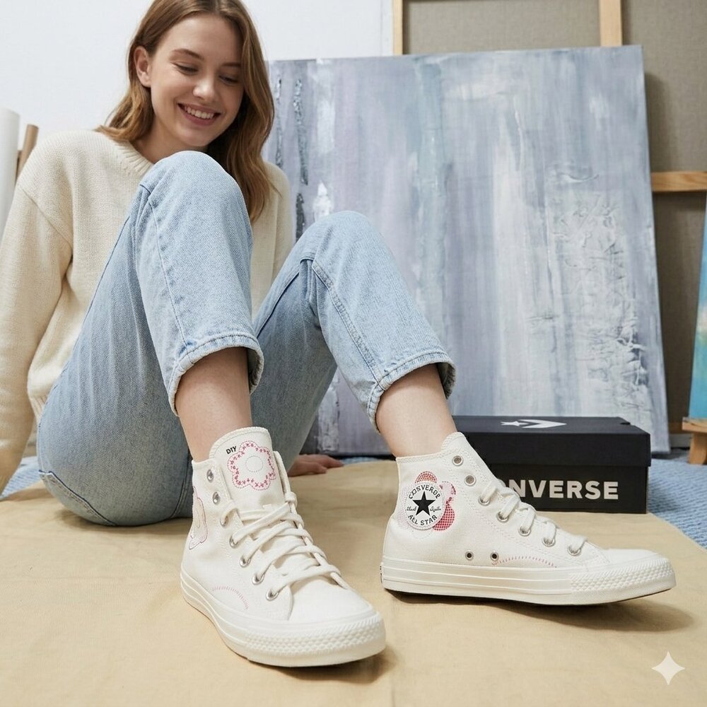 NEW Converse Chuck Taylor All Star High Top Egret Sunrise Sneakers - Womens 6.5